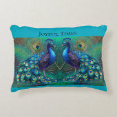 Teal cushion Peacock design Dekokissen (Vorderseite)