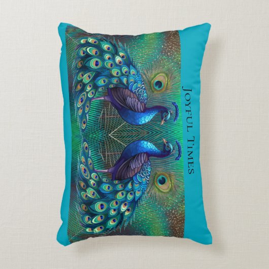 Teal cushion Peacock design Dekokissen (Vorderseite(Vertikal))