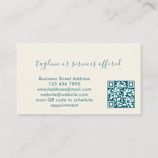 Teal Custom QR Code Interior Design Professional Visitenkarte (Rückseite)
