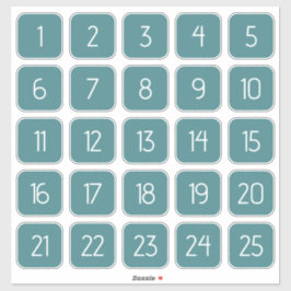 Teal Customizable Square Number Stickers  Aufkleber