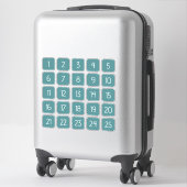 Teal Customizable Square Number Stickers  Aufkleber (Koffer)