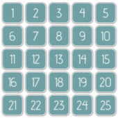 Teal Customizable Square Number Stickers  Aufkleber (Vorderseite)