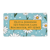 Teal Cute Daisy Flower Address Labels (Vorne)