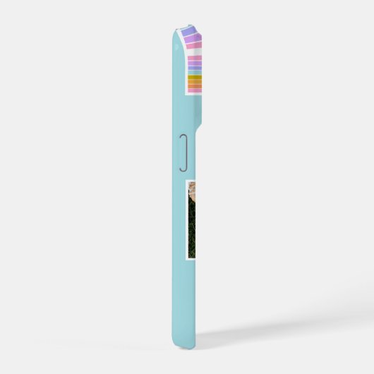 Teal Cute Modern 3 Photo Layout Custom iPhone Hülle (Rechte Seite)