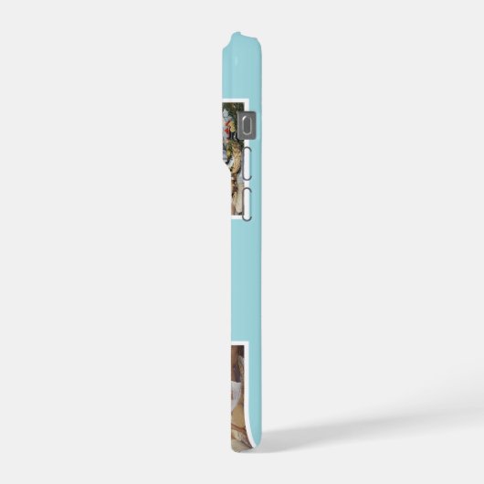 Teal Cute Modern 3 Photo Layout Custom iPhone Hülle (Linke Seite)