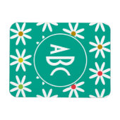Teal Daisy Dots Monogramm Magnet (Horizontal)