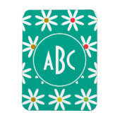Teal Daisy Dots Monogramm Magnet (Vertikal)