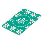Teal Daisy Dots Monogramm Magnet (Linke Seite)
