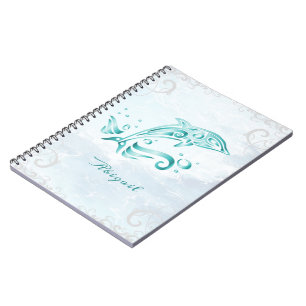 Teal Dolphin Personalized Notebook Notizblock