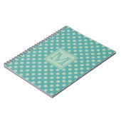 Teal Dots Pattern Monogram Notizblock (Linke Seite)