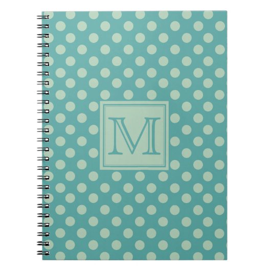 Teal Dots Pattern Monogram Notizblock (Vorderseite)