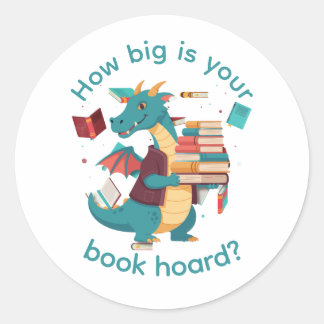 Teal-Drache-Bücherhort-Fantasie-Liebhaber Runder Aufkleber