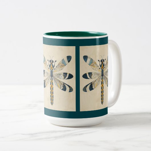 TEAL DRAGONFLY MUG ZWEIFARBIGE TASSE (VorderseiteRechts)