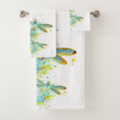 Teal Dragonfly splatter Badhandtuch Set (Insitu)