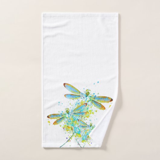 Teal Dragonfly splatter Badhandtuch Set (Handtuch)