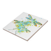 Teal Dragonfly splatter Fliese (Seite)