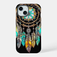 Teal Dreamcatcher Mystischer Boho Federn und Perle