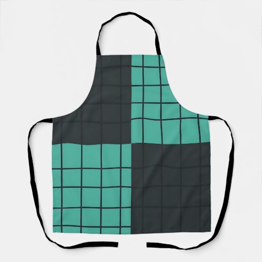 Teal-Dunkelgrau-Rastermuster Modern Minimalistisch Schürze (Vorderseite)