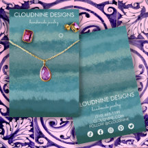 Teal Earring Necklace Jewelry Display Card Icons