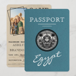 Teal Egypt Passport Wedding Save the Date