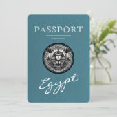 Teal Egypt Passport Wedding Save the Date (Stehend Vorderseite)