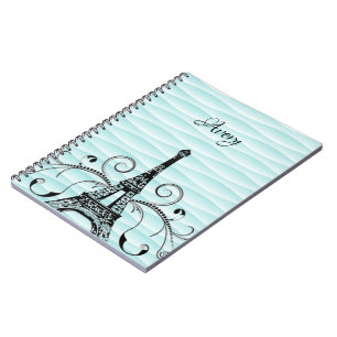 Teal Eiffel Tower Flourish Notebook Notizblock