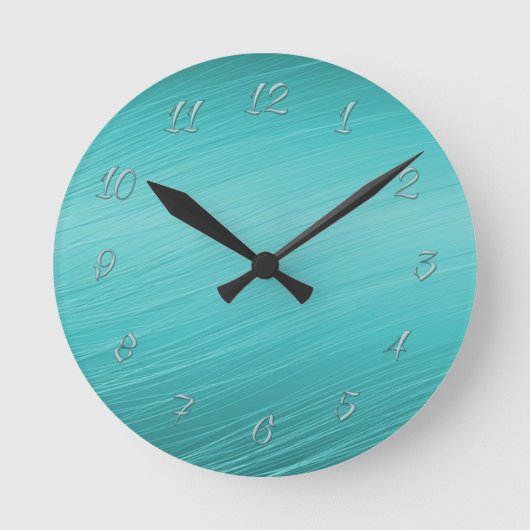 teal, elegant, stylish, modern runde wanduhr (Vorderseite)