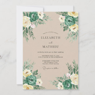 Teal erdige Vintage-Hochzeit Einladung