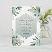 Teal Ethereal Bloom Hochzeit Einladung (Stehend Vorderseite)