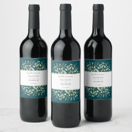 Teal Eucalyptus Together Forever Hochzeit Weinetikett