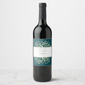 Teal Eucalyptus Together Forever Hochzeit Weinetikett (Vorderseite)