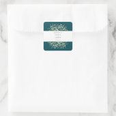 Teal Eucalyptus Together Forever Wedding Quadratischer Aufkleber (Tasche)