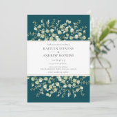 Teal Eucalyptus  Wedding Einladung (Stehend Vorderseite)