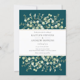 Teal Eucalyptus  Wedding Einladung