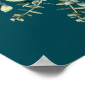 Teal-Eukalyptus-Hochzeitsbegrüßung Poster (Ecke)