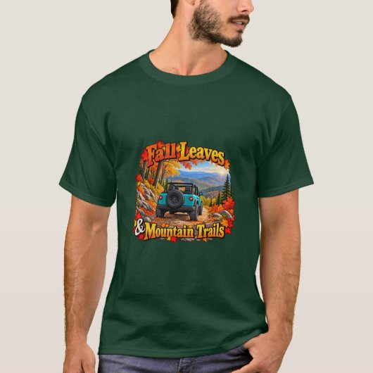 Teal_Fall Blätter & Bergpfade T-Shirt (Vorderseite)