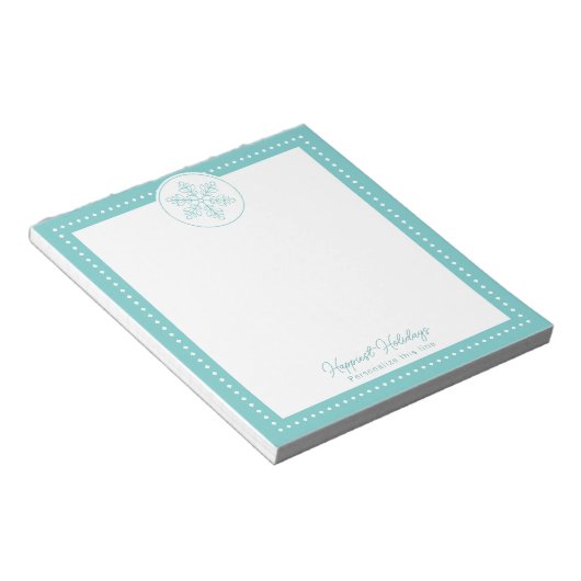 Teal Fancy Snowflake Personalized Holiday Notizblock (angewinkelt)