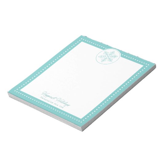 Teal Fancy Snowflake Personalized Holiday Notizblock (Rotiert)