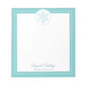 Teal Fancy Snowflake Personalized Holiday Notizblock (Vorderseite)