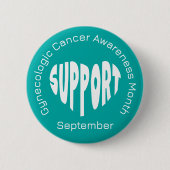 Teal-Farbbewusstseinsmonat-Button für gynäkologisc Button (Vorderseite)