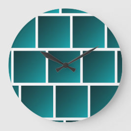 Teal Farbverlauf Quadrate Große Wanduhr