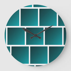 Teal Farbverlauf Quadrate Große Wanduhr