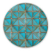 Teal faux-copper patina X-pattern aged texture Keramikknauf (Vorderseite)