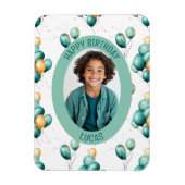 Teal Faux Gold Balloons Pattern Photo Magnet (Vertikal)