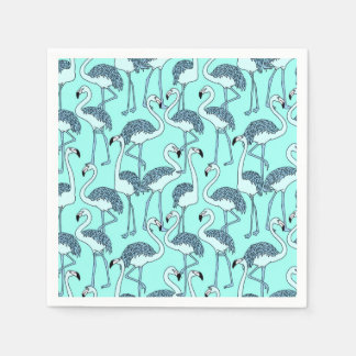 Teal-Flamingo-Muster – Tropischer Minimalismus  Serviette