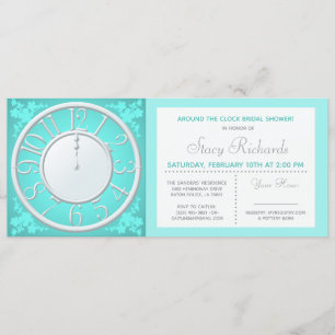 Teal Floral Around the Clock-Shower-Einladung Einladung