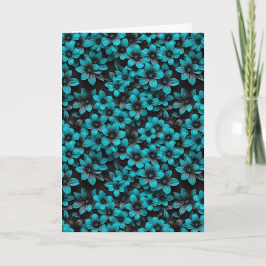 Teal Floral Birthday Card Karte (Vorderseite)