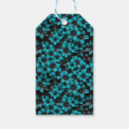 Teal Floral Gift Tags Geschenkanhänger