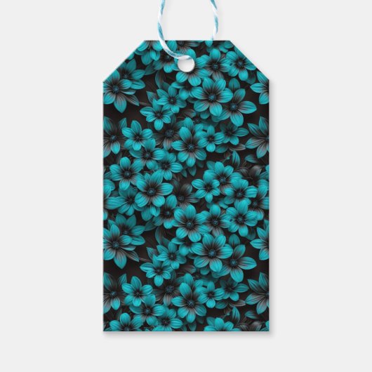 Teal Floral Gift Tags Geschenkanhänger (Vorderseite)