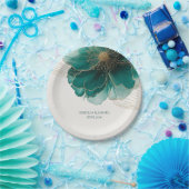 Teal Floral Gold Wedding Pappteller (Party)